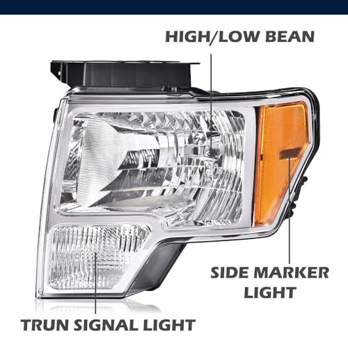 Image of GRAND ORANGE Headlights Assembly Compatible with 2009-2014 Ford F150 Headlamps Driver & Passenger Side DL3Z13008A DL3Z13008B DL3Z13008EB DL3Z13008EC FO2503289 FO2502289