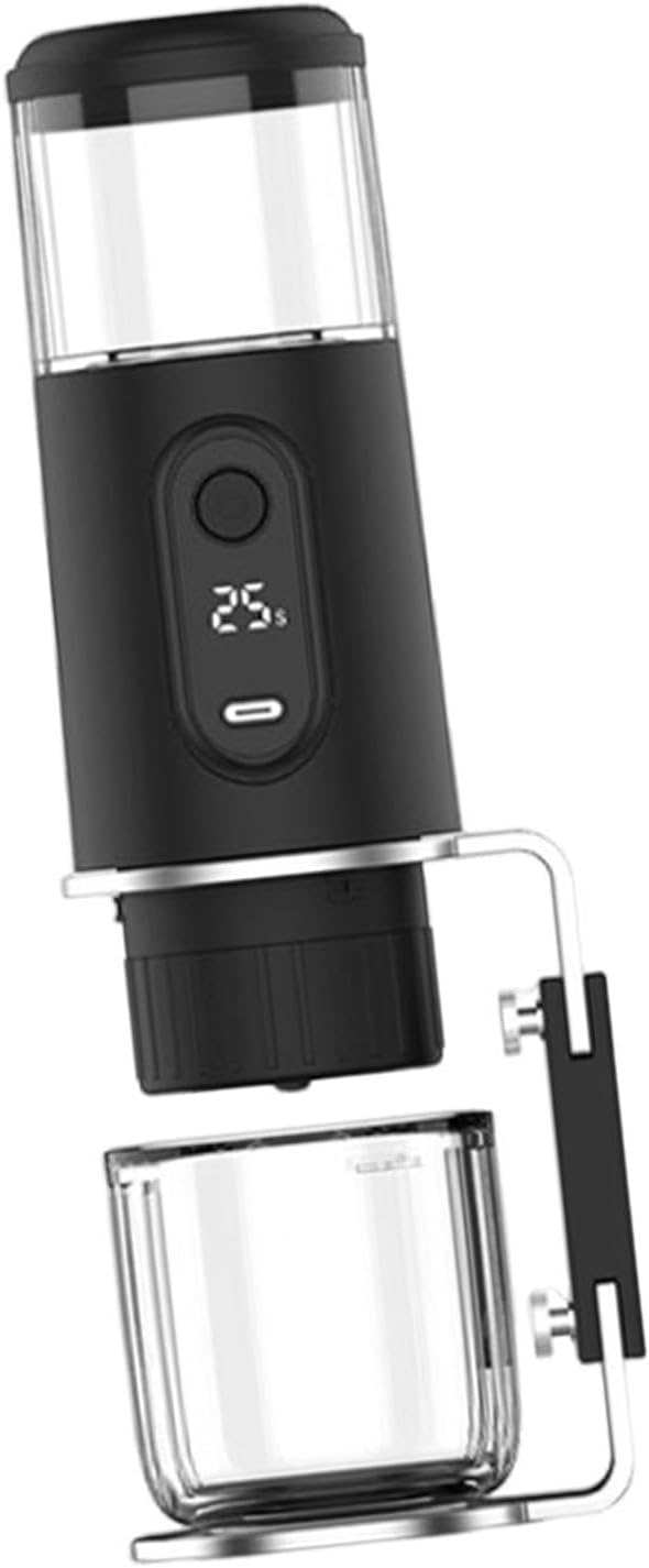 Espresso Machine Portable Electric Mini Coffee Maker Compact Rechargeable Cordless Travel Appliance Powered by 19 Bar Pump Suitable for Camping, Black