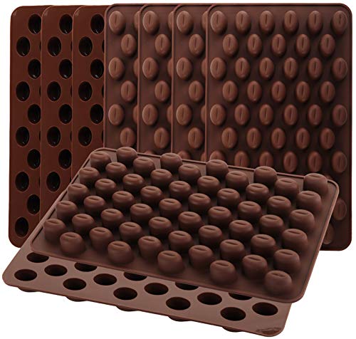 coffee bean treats - Nicunom 9 Pack Mini Coffee Beans Chocolate Mold, 55-Cavity Silicone Candy Mold, Small Baking Mold DIY for Making Chocolate, Hard Candy, Gummy