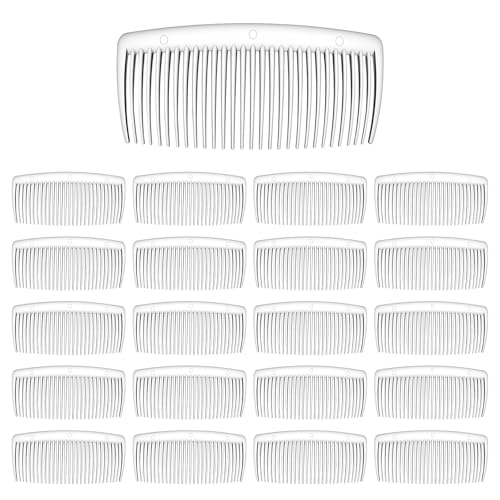 20 PCS Clear Hair Combs for Women, Large Plastic Hair Side Comb Clear French Twist Combs with Long Teeth Wedding Bridal Veil Comb Lightweight Side Hairpin Barrettes Bun Accessories for Women Styling