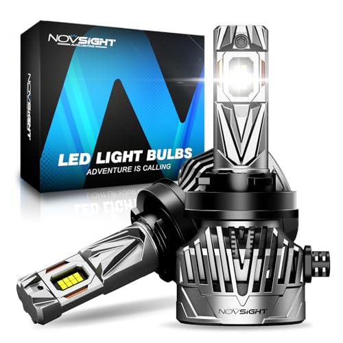 NOVSIGHT H11 LED Headlight Bulbs - 40000LM 130W H11 Headlight Bulbs with Fan,700% Brightness 6500K White Light H8/H9/H11 LED Bulb, IP68 Waterproof, Pack of 2
