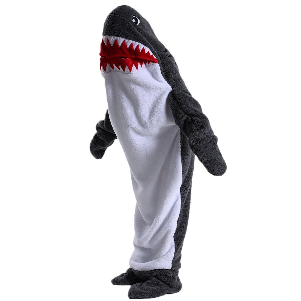 Couverture à capuche en forme de requin pour adultes, couverture super douce et confortable, sac de couchage, cosplay, couverture cadeau