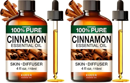 Image of KUKKA Cinnamon Essential Oils - 4 Fl Oz - for Hair, Skin, Diffuser, Aromatherapy & DIY Soap Making Scent (Pack of 2)