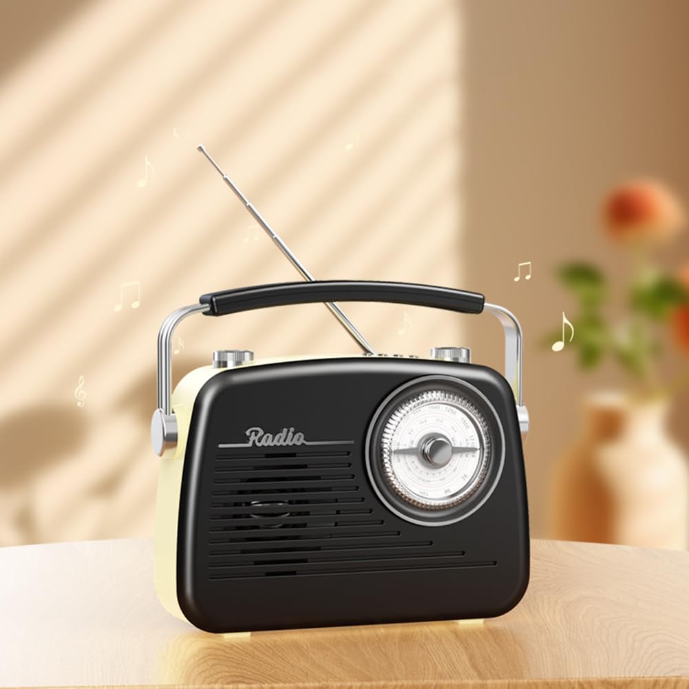 Przenośne radio FM AM SW z głośnikiem BT - radio retro do domu, sypialni, salonu, kuchni