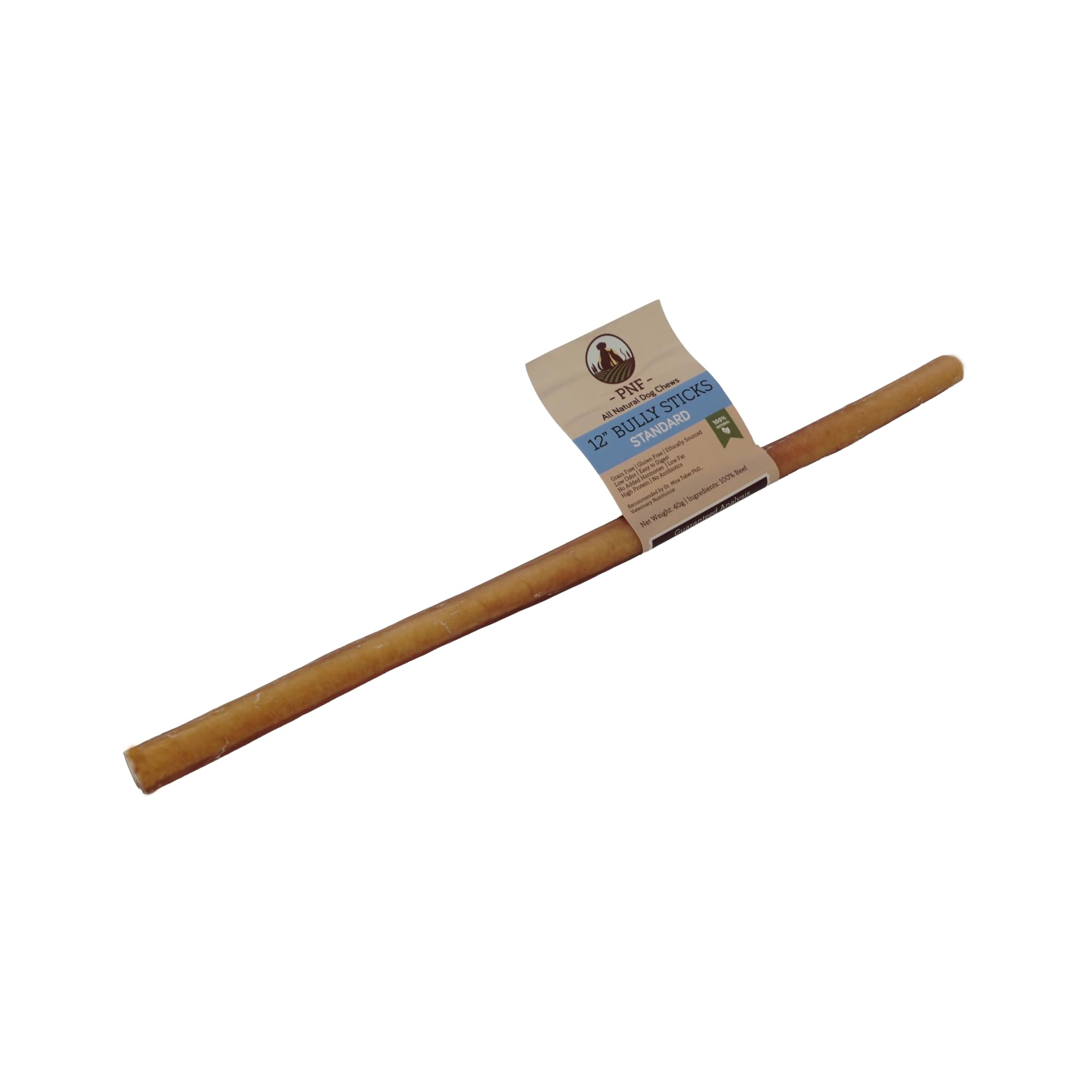 12" Bully Stick (Standard) - 1 piece - Lasting Dog Chew - Made from Antibiotic-free, hormones-free Beef - Ideal for Small to Medium Breeds