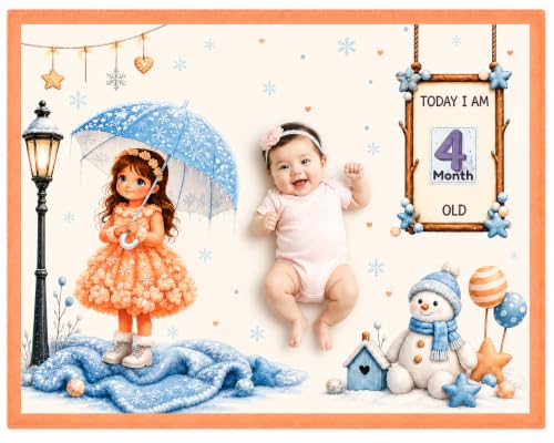 Image of NEW COMERS Baby Monthly Milestone Blanket | 1 to 12 Months Extra Soft Fleece | Best Photography Backdrop Prop | Size - 55 in to 44 inch Super Soft Fabric (Peach)