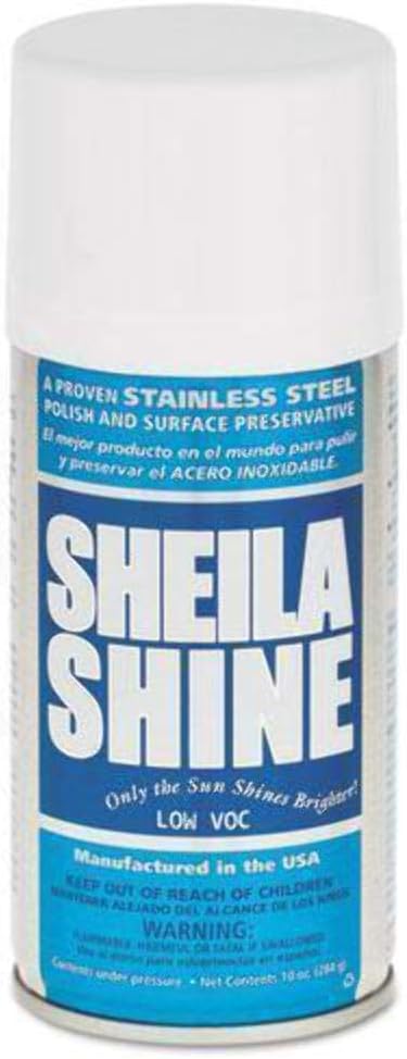 Sheila ShineLow Voc Stainless Steel Polish & Cleaner, Protects Appliances from Fingerprints and Grease Marks, Residue & Streak Free, NSF Certified, 10 oz Aerosol Can