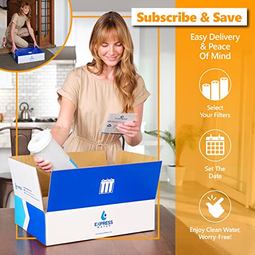 Express Water Whole House Heavy Metal Water Filter Set – 3 Stage Water Filtration Replacement Kit – Sediment, Carbon Block, Kdf High Capacity Cartridge Filters – 5 Micron Water Filter 4.5” X 20” Inch #TOP7