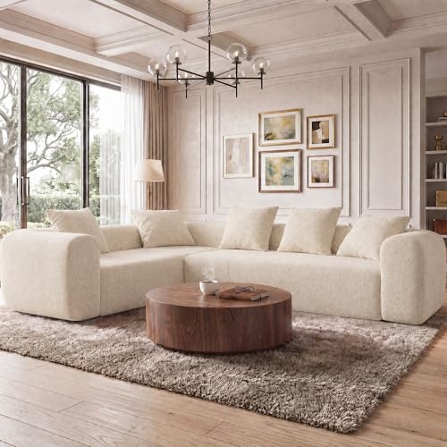 Image of Claiks 106 inch Cloud Boneless Couch, Left Chaise Sofa, Beige