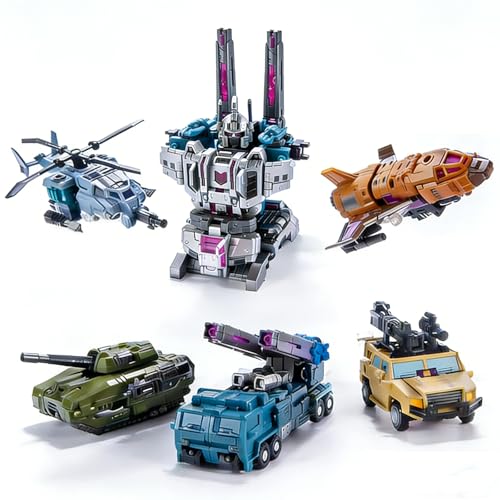 wakidong Deformation Toys,Deformation Robot Toy Combiner Set 5 in 1 Action Figure Model Gift for Boys Adults