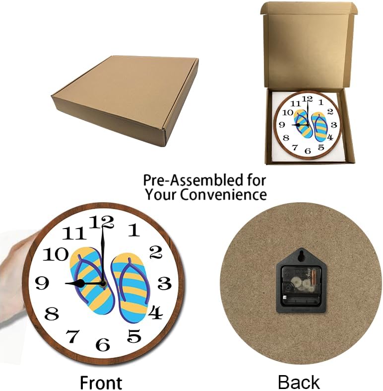 Miniatura 4 de Reloj de pared de madera de 10 pulgadas, funciona con pilas, hojas de arce de bosque otoñal, relojes de pared decorativos para interiores,