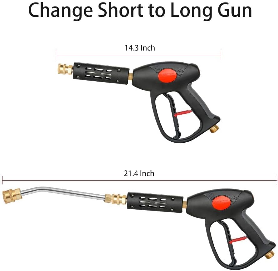 Sooprinse High Pressure Washer Gun 4000 PSI, Deluxe Car Wash Rotary Brush Set with 1/4 Inch Quick Connector