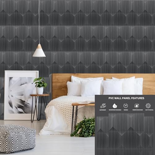 Image of Kayra Decor 3D PVC Wall Panel Artisian Design, Grey Pine Wood Color 19.7 inch x 19.7 inch (Pack of 18) - Covers 48.51 Sq. Ft.
