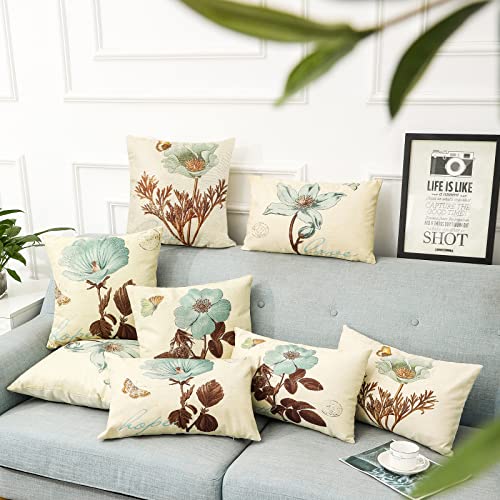 Monkeysell Pack Of 4 Linen Pillow Covers 18 X 18, Rustic Farmhouse Decorative Square Throw Pillow Covers 18X18 Inch For Sofa Couch Decoration #TOP6