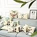 Monkeysell Pack of 4 Linen Pillow Covers 18 x 18, Rustic Farmhouse Decorative Square Throw Pillow Covers 18x18 Inch for Sofa Couch Decoration