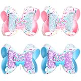 Umibow 4 Pcs Lollipop Hair Bow Clips Glitter Confetti Sprinkle Hair Barrettes Colorful Bowknot Hairgrips Alligator Hair Clips for Birthday Back to School Supplies(Pink, Blue)