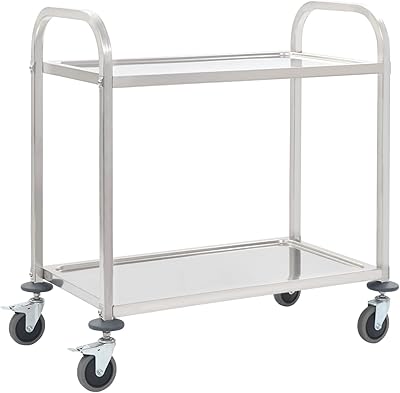 Servierwagen Aus Edelstahl - 2 Ebenen - 590x950x(h)910mm