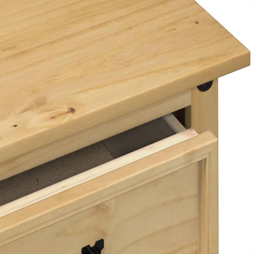 Toaletka z litego drewna sosnowego, 110 x 47 x 75 cm, z 3 szufladami i metalowymi uchwytami, miejsce do przechowywania kosmetyków, wszechstronne zastosowanie jako biurko, rustykalny wygląd