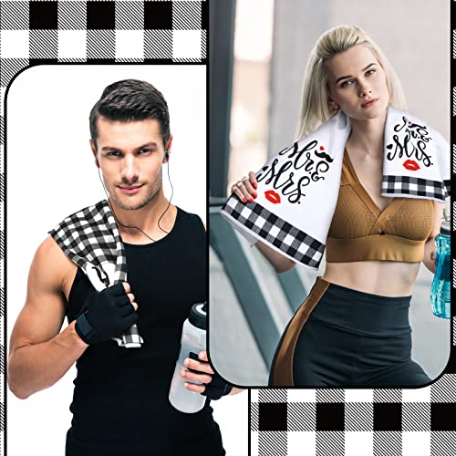 Oudain 4 Pcs Mr And Mrs Kitchen Towels Wedding Towels For Gifts Plaid Kitchen Towels Funny Farmhouse Dish Towers Funny Housewarming Mr Mrs Love Gifts For Women Home(24 X 16 Inch) #TOP3