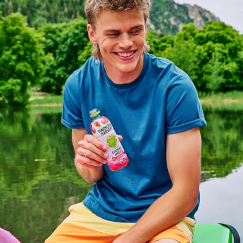 Harmless Harvest Organic Coconut Water Drink, Hydration with Natural Electrolytes, No Sugar Added, Fair for Life Certified, Pure Coconut Water, Watermelon 12 Fl Oz (Pack of 12)