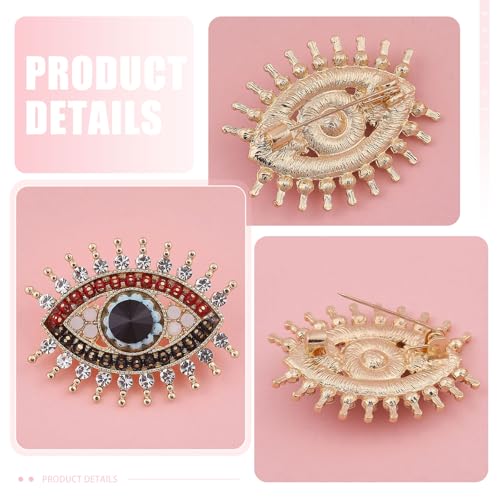 Image of 4Pcs Evil Eye Brooch Pin Crystal Rhinestones Brooch Vintage Lapel Pin Elegant Jewelry Pins for Women