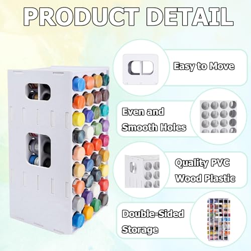 Image of Yolispa Acrylic Paint Organizer, 2oz Craft Paint Storage Organizer with 72 Holes, 360 Spining Paint Organizer, Paint Holder Rack, Vertical Paint Organizer Holder Stand for Apple Barrel, Folkart