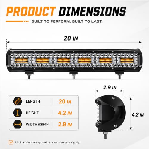 Image of 20Inch 126W LED Light Bar White /Amber Flasing 6 Strobe Modes Offroad