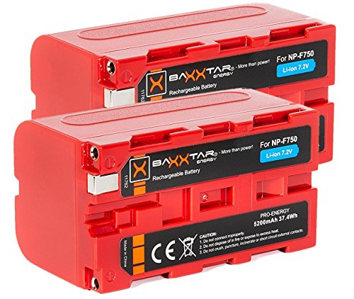 Baxxtar Pro (2X) Compatible avec Batterie Sony NP-F750 - LG Cells Inside (5200mAh réel)