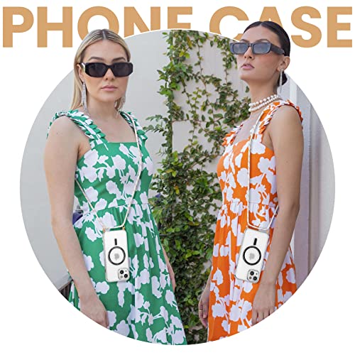 Zcdaye Magnetic Clear Case For Iphone 13, [Compatible With Magsafe] [Lens Protector] Crossbody Adjustable Neck Lanyard Phone Case Premium Tpu Shockproof Cover For Iphone 13(6.1 Inches) - Sliver #TOP6