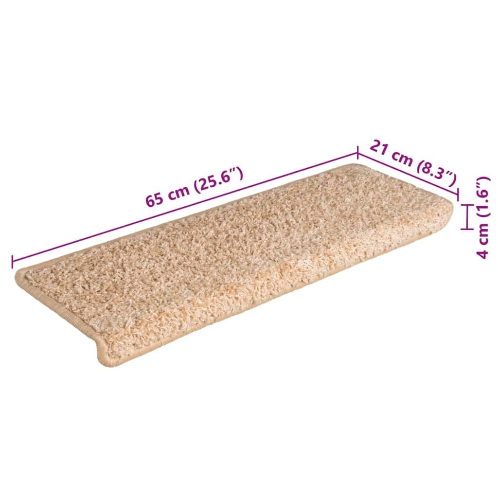vidaXL Tapis d'escalier 15 pièces 65 x 21 x 4 cm Bordure rectangulaire dorée