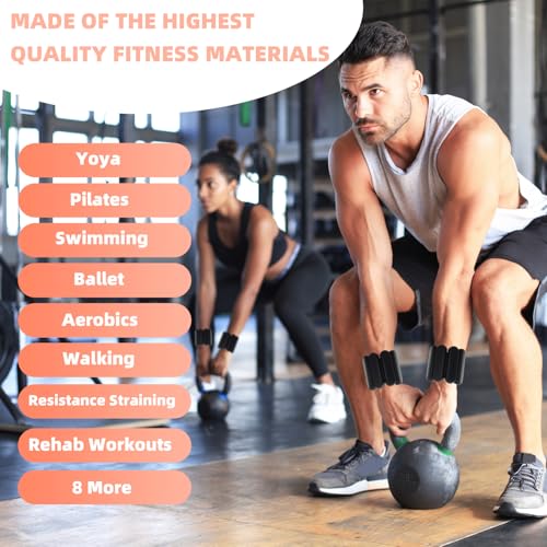 Image of YOVKOK Adjustable Ankle Weights for Women Men,Wrist Weights set for Walking Running,1 Pair (1Lbs Each) Silicone Workout Weights for gym fitness, Jogging,yoga,pilates,strength training,physical therapy