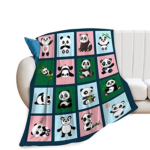 Funny Panda Blanket Cute Panda Eat Bamboo Throw Blanket Warm Soft Flannel Cartoon Colorful Cute Animal Print Blanket Ultra Luxurious Cozy Lightweight Plush Blanket Gift For Kid Teen Adult 50"X40" #TOP21