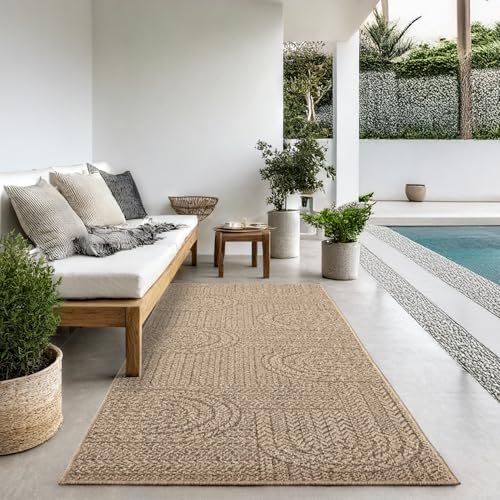 the carpet Kansas Outdoor Teppich – Wetterfester Indoor & Outdoor Teppich im Jute-Look für Balkon, Terrasse, Garten, Wohnzimmer & Esszimmer, pflegeleicht und UV-beständig, ca. 60 x 180 cm