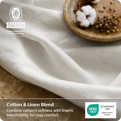 Image of Bedsure PureWoven Linen Sheets Queen Size, Cotton Linen Blend Sheets, 4PCS