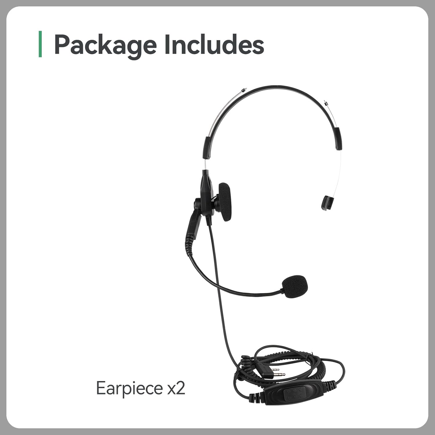 Retevis EHK013 Two Way Radio Headset with Mic, Kevlar Cable, Coiled Cord, for Retevis RT22 RT21 RT68 H777H, Compatible with Pxton Baofeng Kenwood Walkie Talkie, Overhead Walkie Talkie Headset(2 Pack)