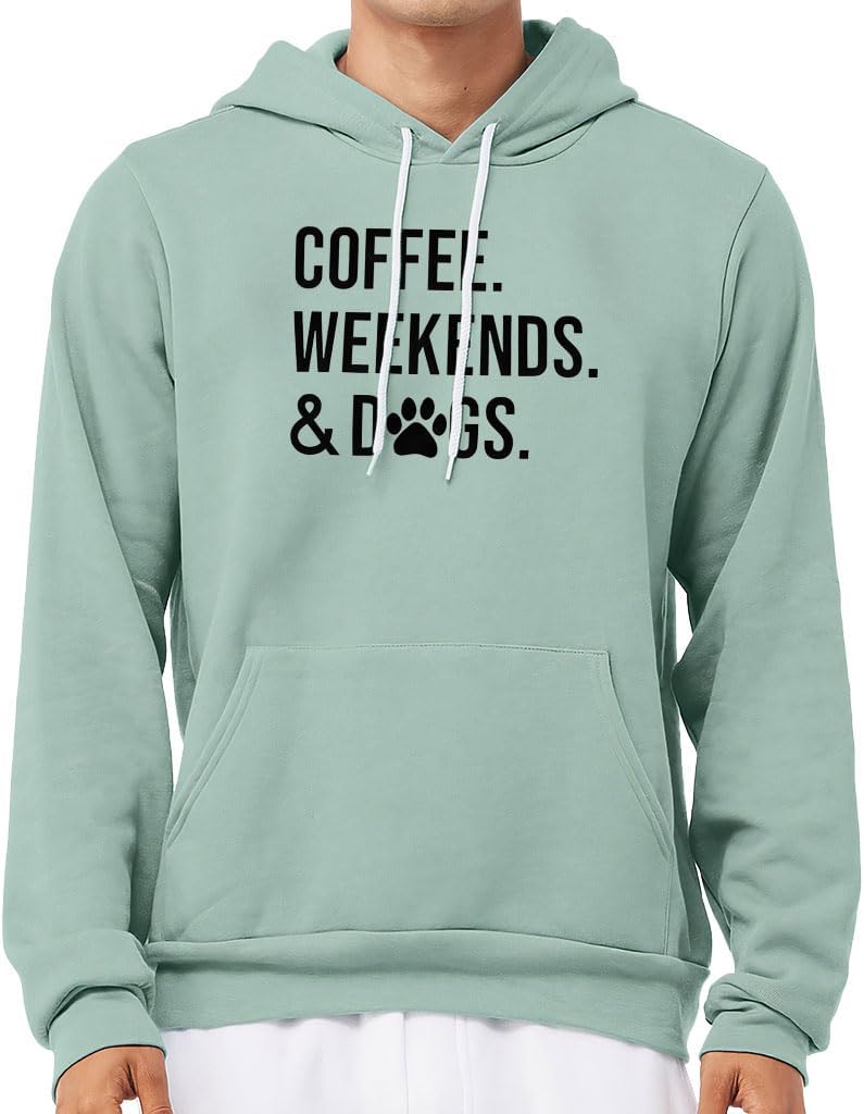 Coffee Weekends and Dogs Sponge Fleece Hoodie - Man Gift Ideas - Coffee Lover Clothing