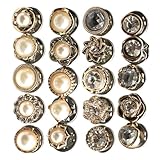 CIMAXIC Botones de Perla Redondos Mixtos 20 Piezas, Botones Decorativos para Ropa y Manualidades, Botón de Cubrir de Aleación, Flores de Cinco Pétalos, Ideales para Suéteres, Camisas