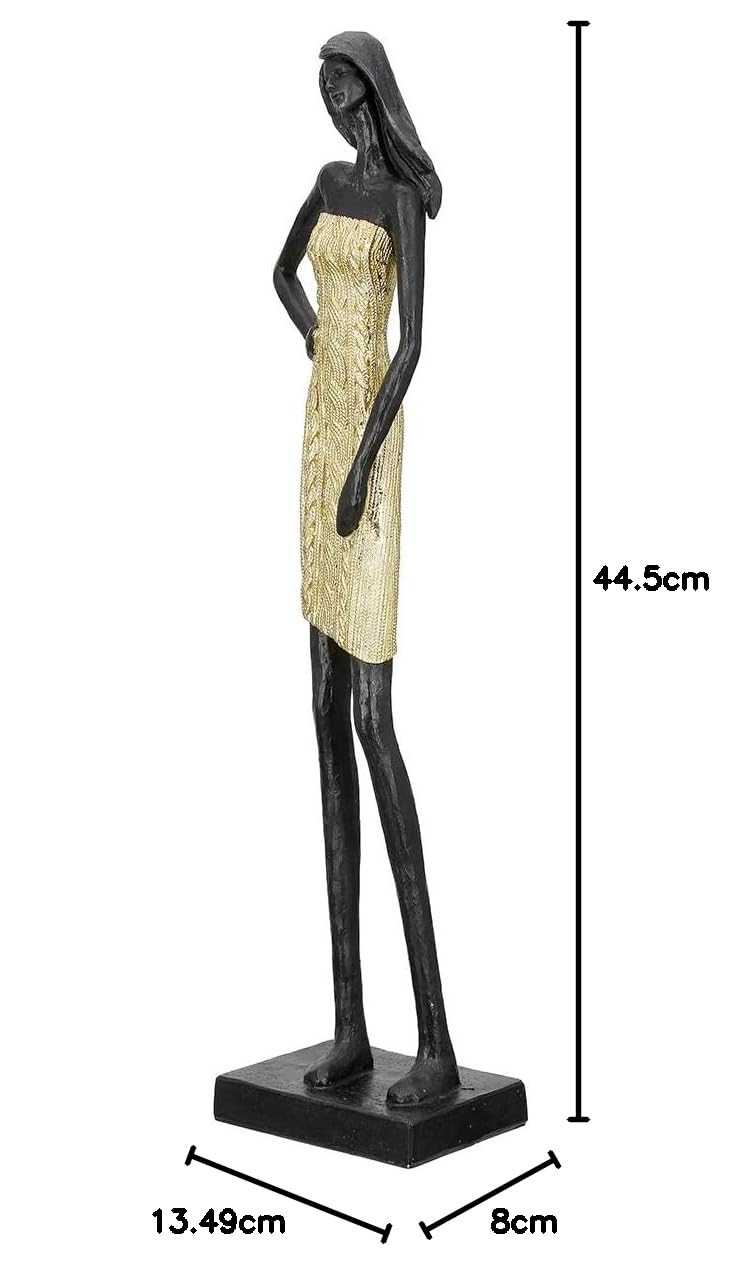 GILDE Figur Dorada, Kunstharz, goldfarben/schwarz, Fraumotiv, H: 44,5 cm, B: 13,5 cm, T: 8 cm - Deko, Skulptur, Wohnaccessoire, Geschenkidee