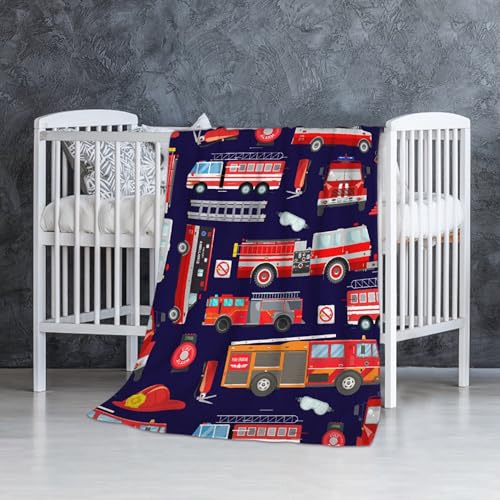 Image of Fire Trucks Firefighter Baby Blanket Gifts for Boys Girls Super Soft Blanket Swaddle Newborn Cozy Receiving Throw Stroller Throw 40x30 in for Puppy