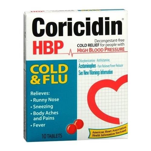 Coricidin HBPTablets Cold and Flu 10ct, Pack of 3