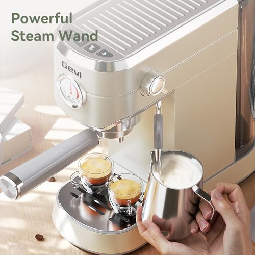 Image of Gevi Commercial Espresso and Coffee Makers, Professional Espresso Maker Latte Machine with Milk Frother, Stainless Steel Expresso Coffee Machines for Home, Compact Cappuccino Machine, Great Gift