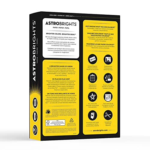 Image of Neenah Astrobrights 21538 Acid-Free Copy Paper, 24 lb., 2.5 inch Height, 8.5 inch Width, 11 inch Length, Solar Yellow (Pack of 500)