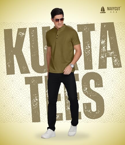 Image of Men's and Boy's Polyster T-Shirt with Mandarin Collared Neck Half Sleeves Closuer Button and Regular Fit | Polo t Shirt for Man || Color Tshirt for Men & Boy