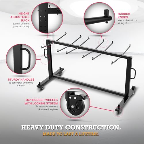 Image of ALAGPRO Folding Chair Rack Folding Chair Cart - Folding Chair Storage Dolly with Wheels, Heavy Duty Holder for 42 Chairs or 12 Tables of 600 LBS Capacity - Includes Outdoor Cover