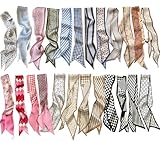 24PCS Fashion Scarves for Women, Multifunctional Neck Scarves Purse Scarf Headbands for Bags Bandana Scarf