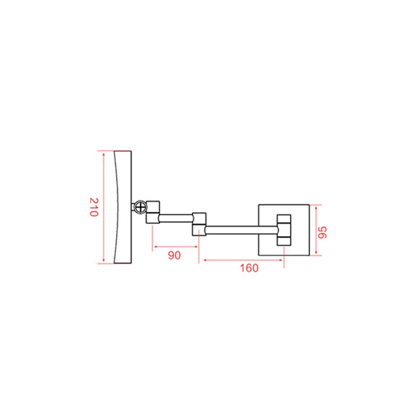 De Pared Iluminación LED Espejo de baño, Espejo de Maquillaje, Extensible de una Cara Espejo de baño, 3X Espejo de Aumento, para baño, Plaza,Black