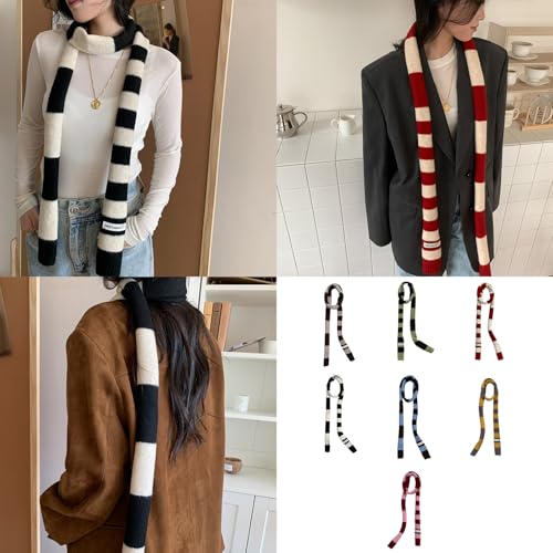 Stylish Women Skinny Scarf Cold Weather Knitted Neckerchief Multipurpose Scarves Winter Accessory2