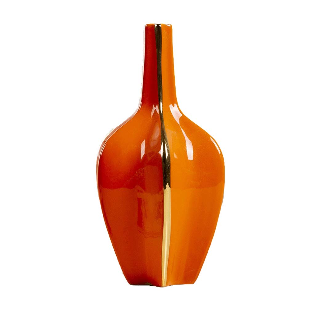 Vase en céramique orange pour fleur séchée | Déco salon chic 37cm