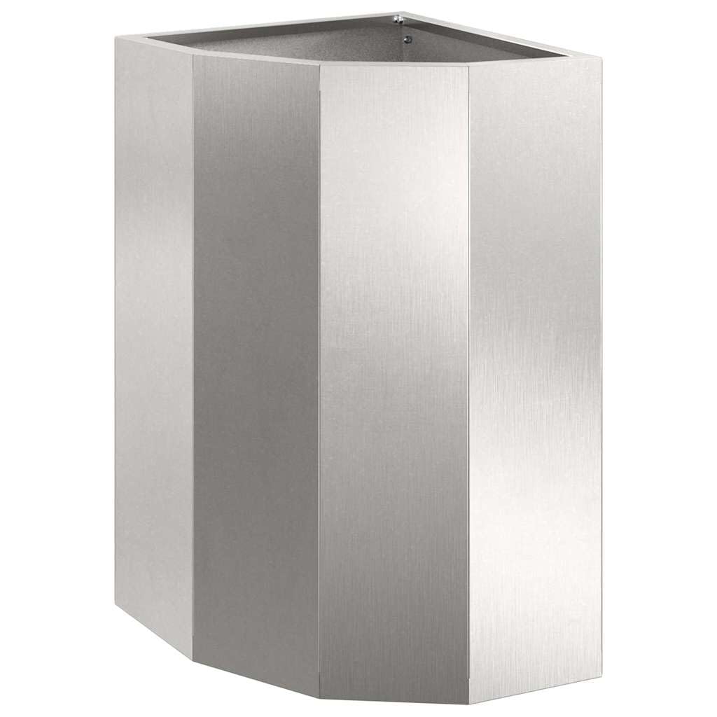 Eckgartenpflanzer Silber aus rostfreiem Edelstahl 30 x 30 x 50 cm Modernes Design Robust & Wetterfest für Terrasse Balkon platzsparende Gartendeko