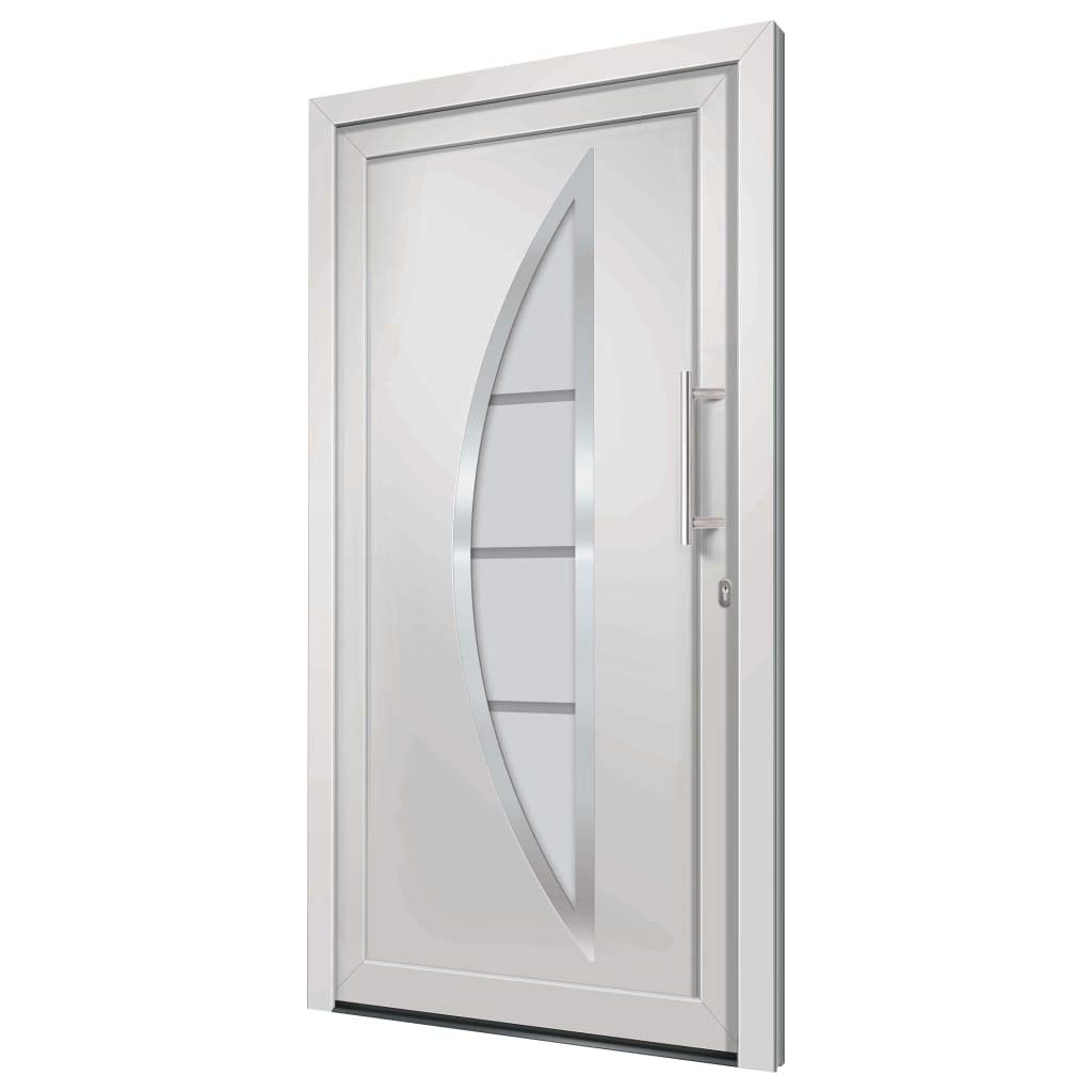 vidaXL Porta di Ingresso con Accessori Sicurezza Eleganza Entrata Casa Edifici Soglia Alluminio Rinforzi e Anima in Acciaio Bianca 108x200 cm
